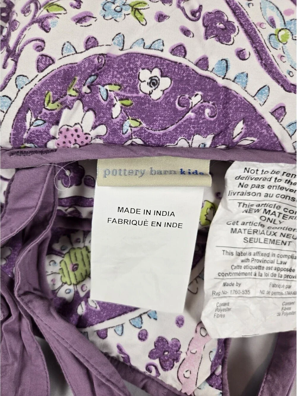 Pottery Barn Kids Purple Paisley Crib Edge Cover